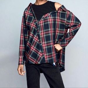 Maje Plaid Asymmetric-Layered Shirt